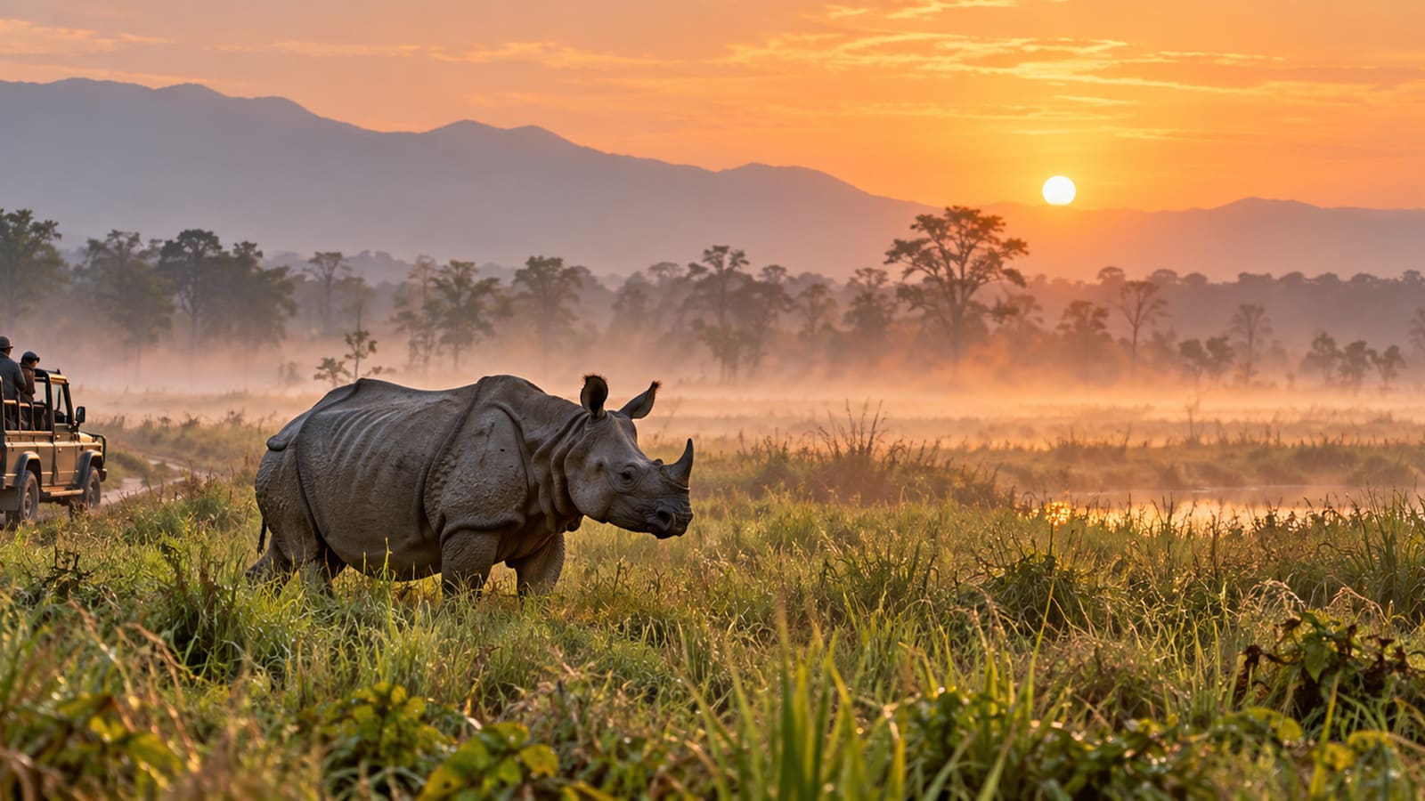 One-horned rhinoceros seen on a Chitwan safari