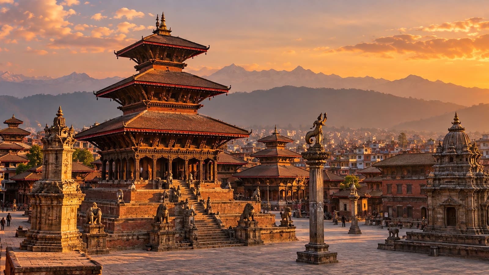Kathmandu Durbar Square at golden hour