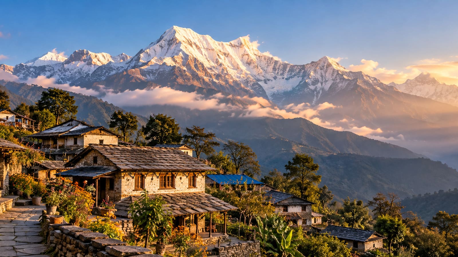 Ghandruk village and the Annapurna landscape near Pokhara